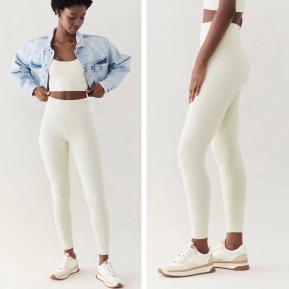 Year of ours ribbed high waisted leggings in Bone - Picture 1 of 9